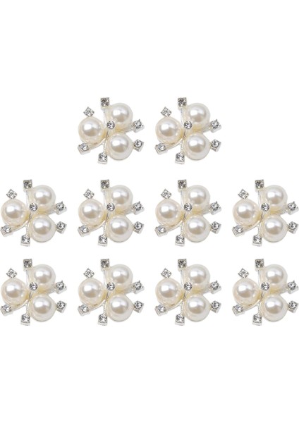 10 Flatback Düğ El Yapımı Sanatları Inci Düğme Argent (Yurt Dışından)