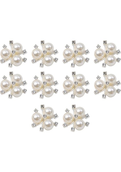10 Flatback Düğ El Yapımı Sanatları Inci Düğme Argent (Yurt Dışından)