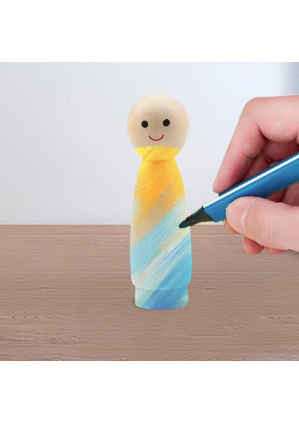 Tamamlanmamış Ahşap Mandal , Orta Parçası Ev Için Boyanacak Ahşap Figürler 7cmx1.8cm Yuvarlak Kız (Yurt Dışından)