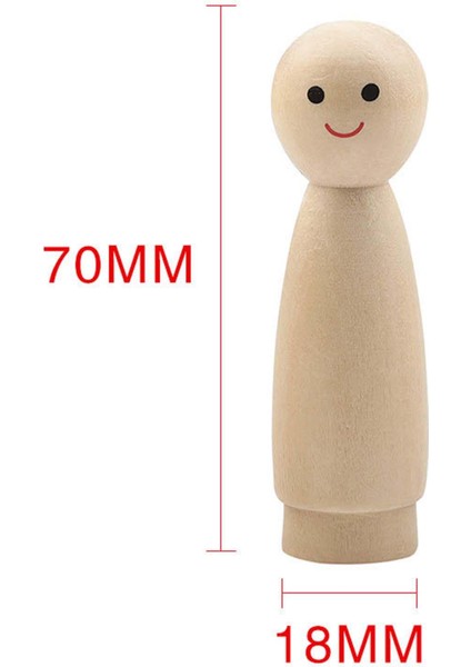 Tamamlanmamış Ahşap Mandal , Orta Parçası Ev Için Boyanacak Ahşap Figürler 7cmx1.8cm Yuvarlak Kız (Yurt Dışından)