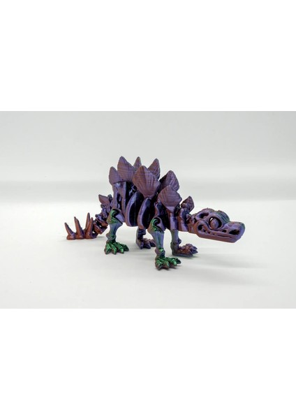 Stegosaurus 3D Hareketli ve Renk Geçişli Mor-Yeşil Küçük Boy