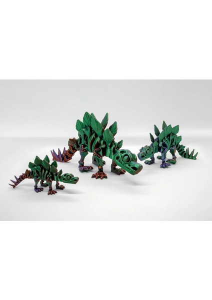 Stegosaurus 3D Hareketli ve Renk Geçişli Mor-Yeşil Tüm Boylar 3lü Set