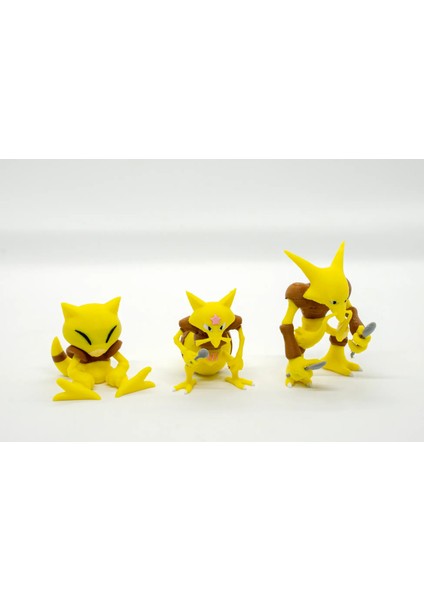 Abra - Kadabra - Alakazam Pokemon 3D Model Evrim 3lü Tüm Set