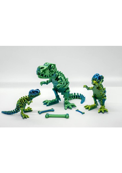 Trex 3D Hareketli ve Renk Geçişli Mavi-Yeşil Tüm Boylar 3lü Set