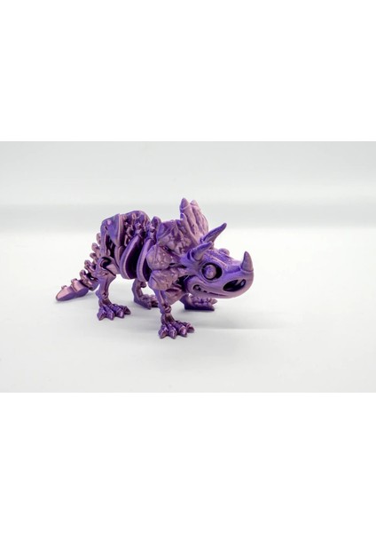 Triceratops 3D Hareketli ve Renk Geçişli Pembe - Mor Orta Boy Model