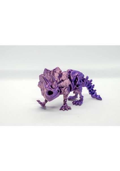 Triceratops 3D Hareketli ve Renk Geçişli Pembe - Mor Orta Boy Model