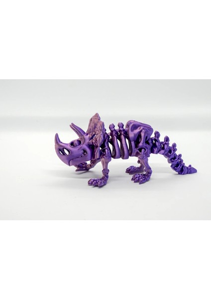 Triceratops 3D Hareketli ve Renk Geçişli Pembe - Mor Orta Boy Model
