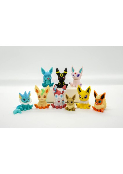 Eevee Serisi Pokemon 3D Model Evrim 9lu Tüm Set