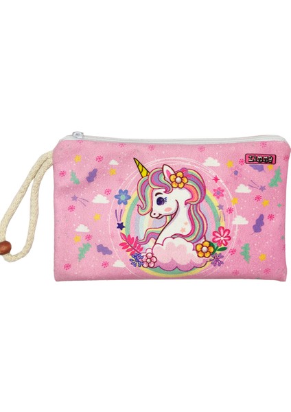 Bahar Unicorn Çiçekli Desenli Kalem Kutusu Yıkanabilir Bez Kalemlik