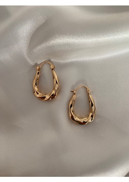 Rose Gold Renk Burgu Model Halka Xuping Küpe Çelik takı kadın