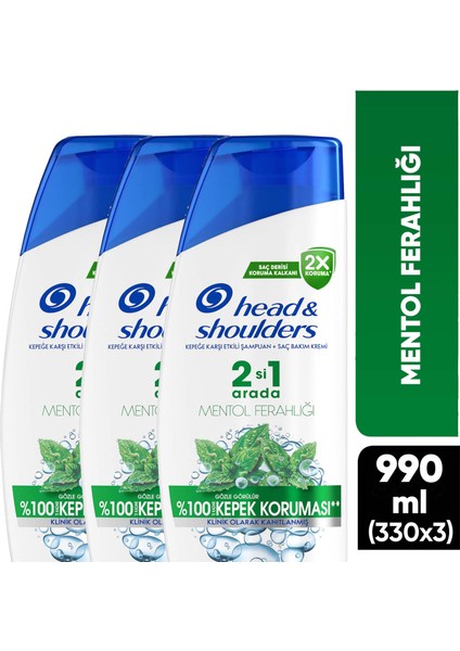 Head & Shoulders Şampuan Mentol Ferahlığı 2in1 330 Ml X3 Adet