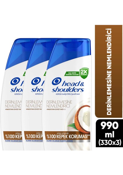 Head & Shoulders Şampuan Derinlemesine Nemlendirici Hindistan Cevizi 1in1 330 Ml X3 Adet