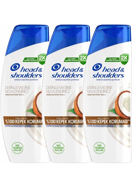 Head & Shoulders Şampuan Derinlemesine Nemlendirici Hindistan Cevizi 1in1 330 Ml X3 Adet