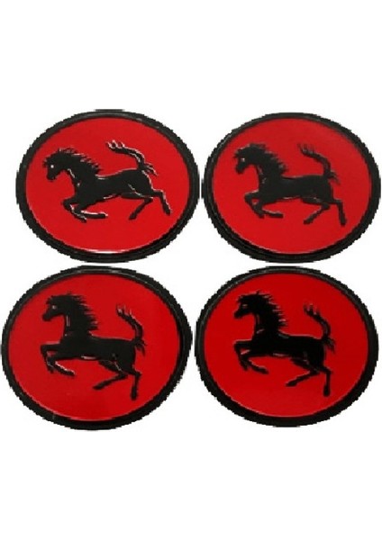 Tofaş 5 Kol Jant Göbek Arması Kırmızı-Siyah 54Mm-45Mm 4 Adet
