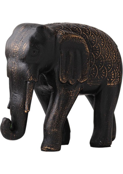 Koleksiyonluk Figür Süsleme Dekoratif Reçine Fil Heykeli Hayvan Heykeli Siyah (Yurt Dışından)