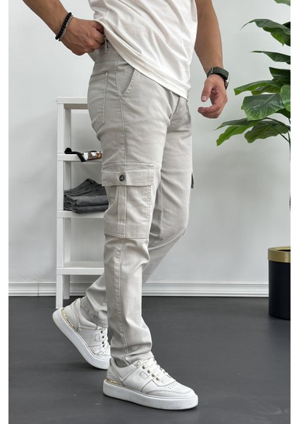 Erkek Yan Cepli Kargo Pantolon Taş EDW184 modelleri