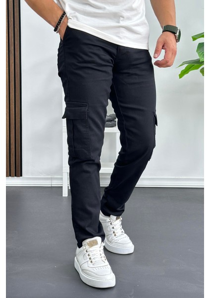 Erkek Yan Cepli Kargo Pantolon Siyah EDW184