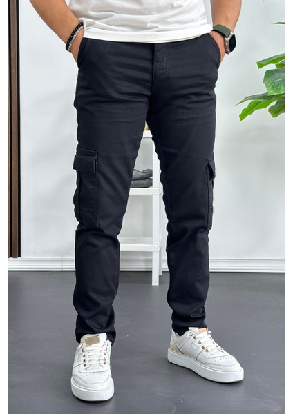 Erkek Yan Cepli Kargo Pantolon Siyah EDW184