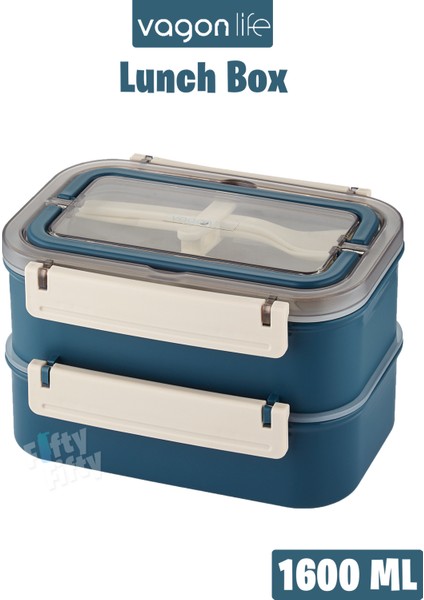 Bento Lunch Box 1600 ml 2 Kat Yeni Nesil Sefer Tası Paslanmaz Çelik -FFLBOX2221