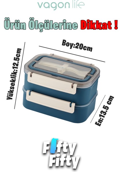 Bento Lunch Box 1600 ml 2 Kat Yeni Nesil Sefer Tası Paslanmaz Çelik -FFLBOX2221