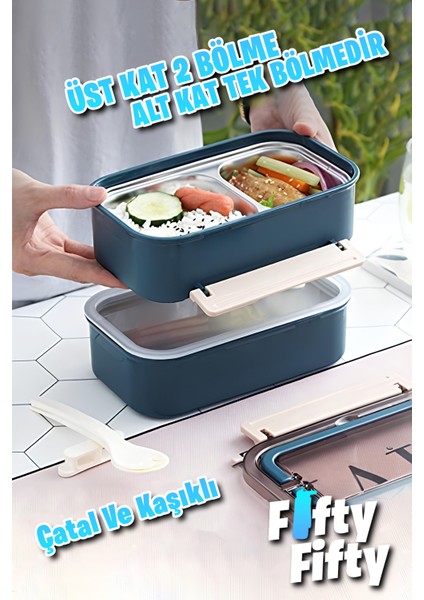 Bento Lunch Box 1600 ml 2 Kat Yeni Nesil Sefer Tası Paslanmaz Çelik -FFLBOX2221