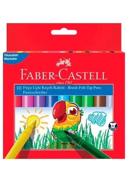 Süper Yıkanabilir Fırça Uçlu Keçeli Kalem 10 Renk (555010)