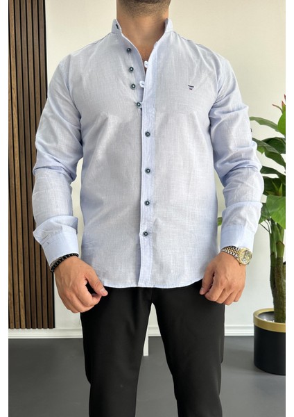 Erkek Hakim Yaka Pamuklu Uzun Kollu Gömlek Açık Mavi Edw175 fiyatları