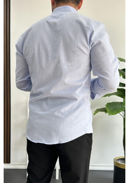 Erkek Hakim Yaka Pamuklu Uzun Kollu Gömlek Açık Mavi Edw175 fırsatları