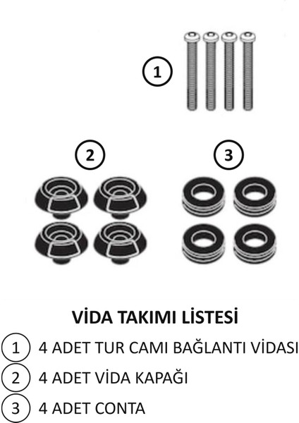 ABV Arora/Zrx | Volta/Rm5 | Rks/Grace 202 El Korumalı Füme Tur Camı 75x67.5 cm + Vida Takımı