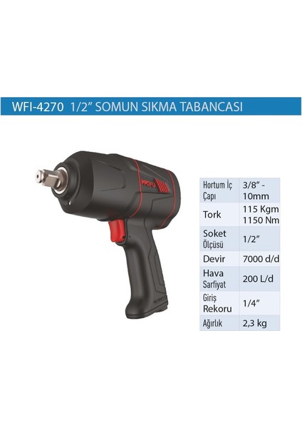 Havalı Somun Sıkma Kabzalı 1/2" 7000 D/d WFI4270