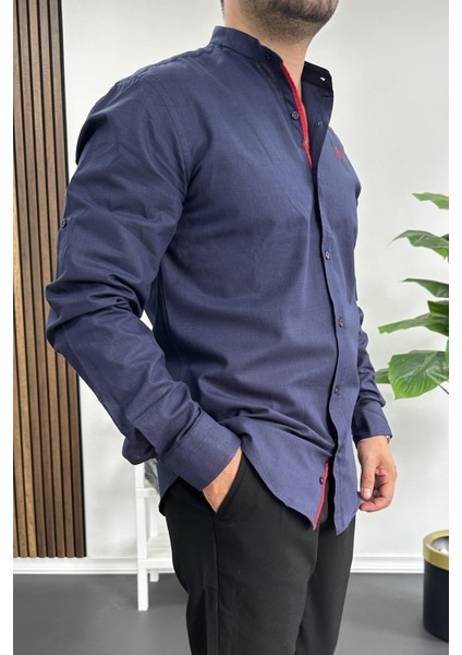 Erkek Hakim Yaka Pamuklu Uzun Kollu Gömlek Siyah EDW176 fiyatları