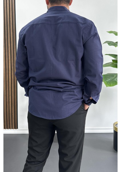 Erkek Hakim Yaka Pamuklu Uzun Kollu Gömlek Siyah EDW176 modelleri