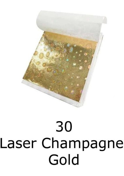 Varak Kaplama Yaprak Metalik Folyo 9X9CM 10LU 30 Laser Champagne Gold R5799F-30