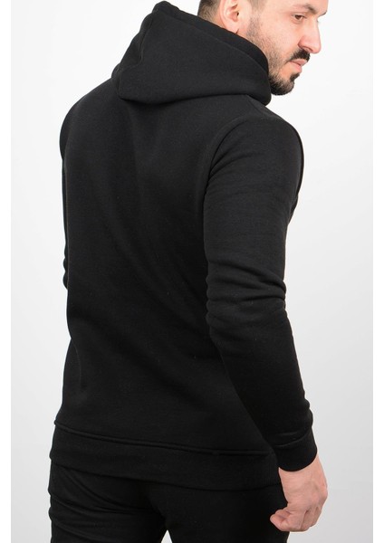 Üç Iplik Şardonlu Baskılı Kapüşonlu Sweatshirt Siyah EDW180 fiyatları