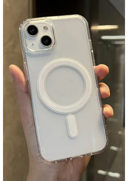 Apple iPhone 14 Plus Kılıf Magsafe Uyumlu Sert Şeffaf Telefon Kılıfı