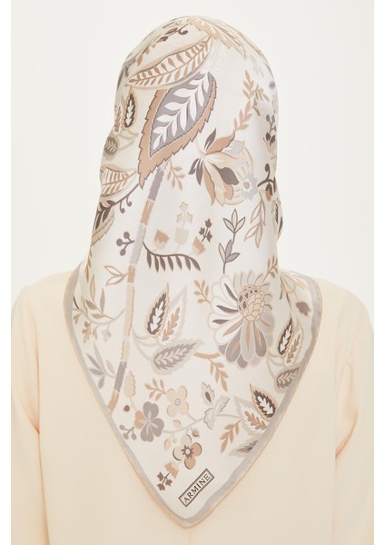 Armine İpek Eşarp 2025 Kış - 9227-85 Bej Twill