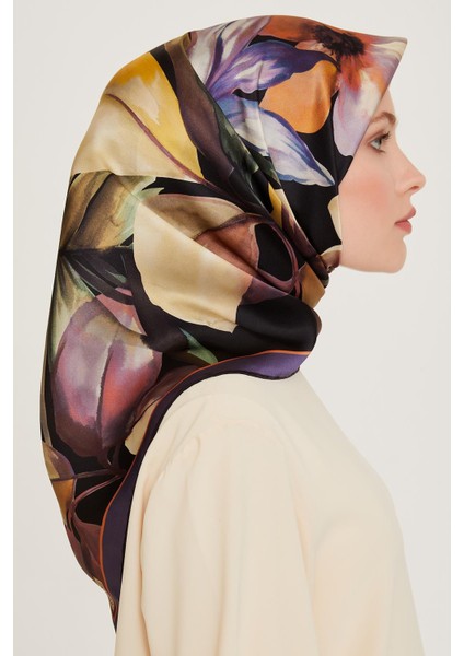 Armine İpek Eşarp 2025 Kış - 9205-02 Siyah Mor Twill modelleri