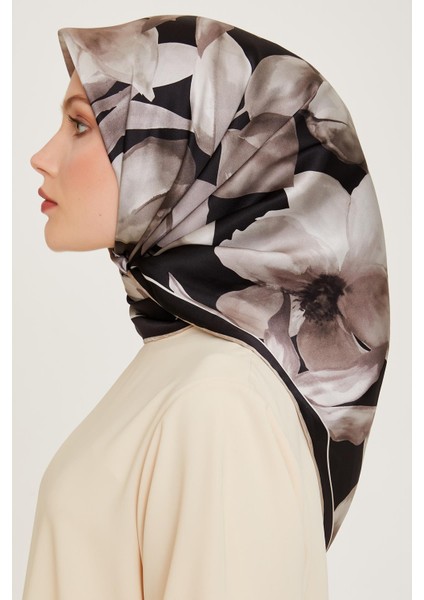 Armine İpek Eşarp 2025 Kış - 9205-34 Siyah Vizon Twill modelleri