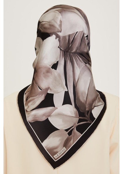 Armine İpek Eşarp 2025 Kış - 9205-34 Siyah Vizon Twill fırsatları