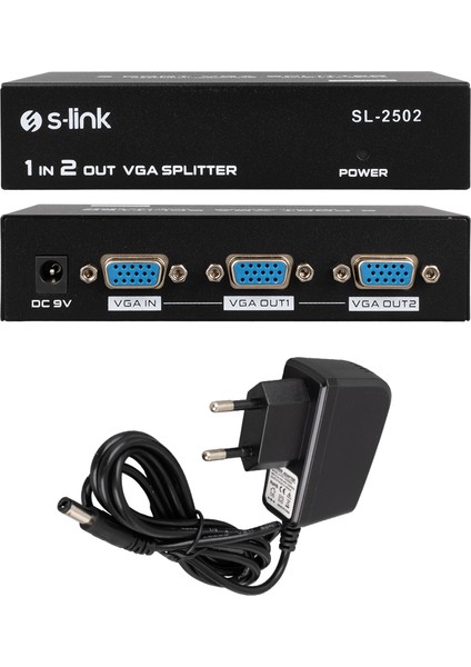 S-Lınk SL-2502 2 Port VGA Splıtter Dağıtıcı (250MHZ - 1920X1080) fiyatları