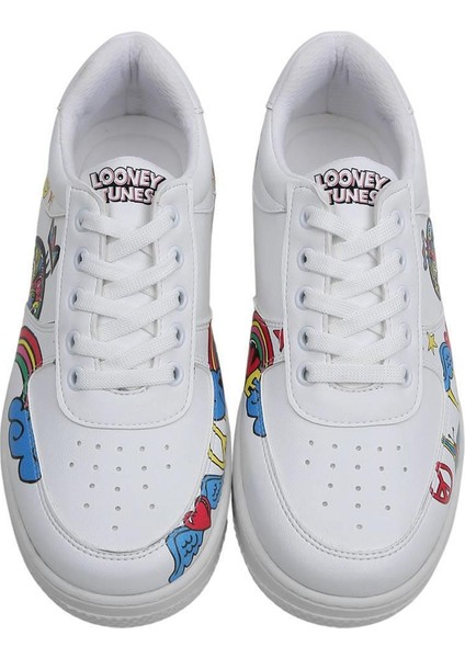 Kadın Vegan Deri Beyaz Sneakers - Warner Bros Tweety Love Tasarım fiyatları
