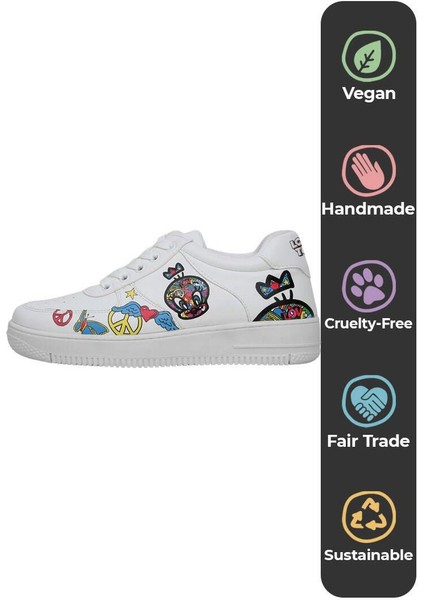 Kadın Vegan Deri Beyaz Sneakers - Warner Bros Tweety Love Tasarım fırsatları