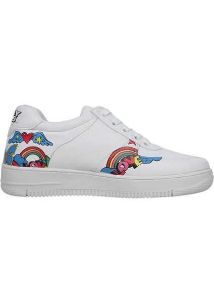 Kadın Vegan Deri Beyaz Sneakers - Warner Bros Tweety Love Tasarım indirimleri