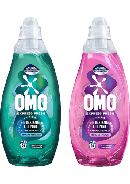 Express Fresh Beyaz ve RENKLILER1480 ml x1 +Omo Express Fresh Renkli ve SIYAHLAR1480 ml x1