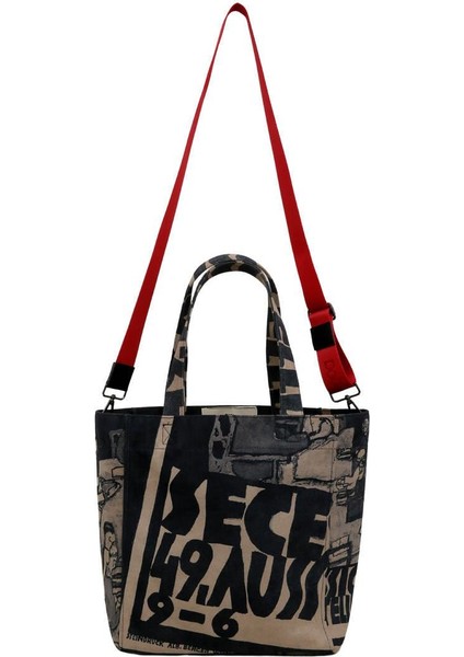 Kadın Vegan Siyah Large Tote Bag - Supper Tasarım