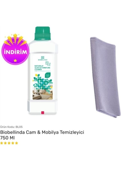 Cam Mobilya Temizleyici ve Cam Bezi 2li Set
