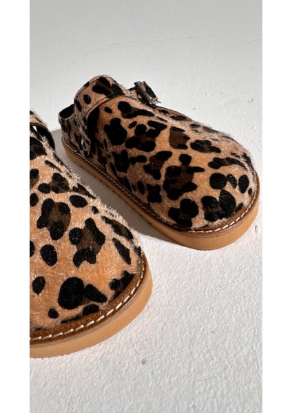 Boston Leopar Süet Kalın Taban Terlik