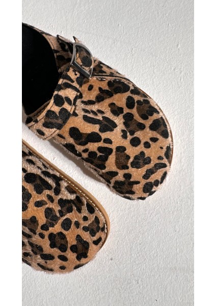 Boston Leopar Süet Kalın Taban Terlik