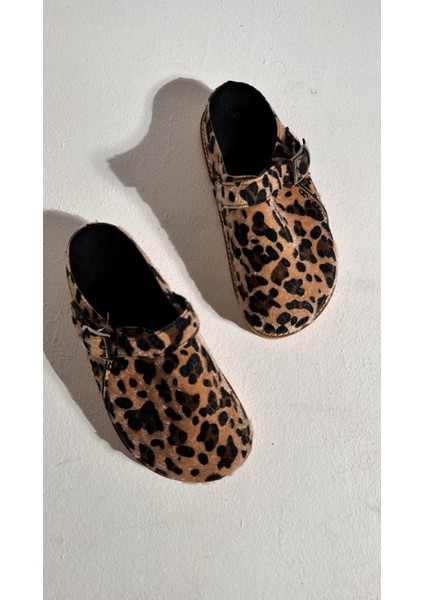 Boston Leopar Süet Kalın Taban Terlik