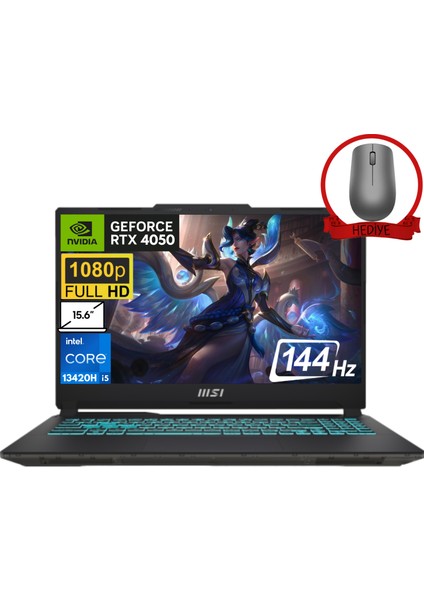 Msı Cyborg 15 Intel Core I5-13420H 16GB 2tb SSD 6GB/RTX4050 15.6" 144Hz Fdos Full Hd Taşınabilir Bilgisayar A13VF-1252XTR-A7 & Anzar Mouse